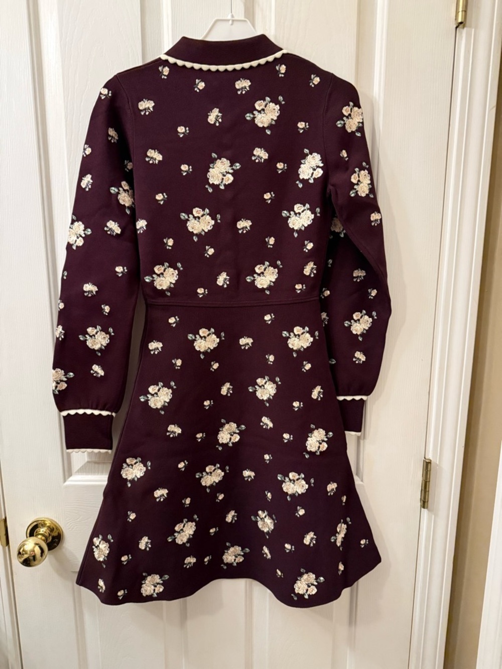 Sandro Floral Embroidered Coatigan - Burgundy - Picture 2 of 5